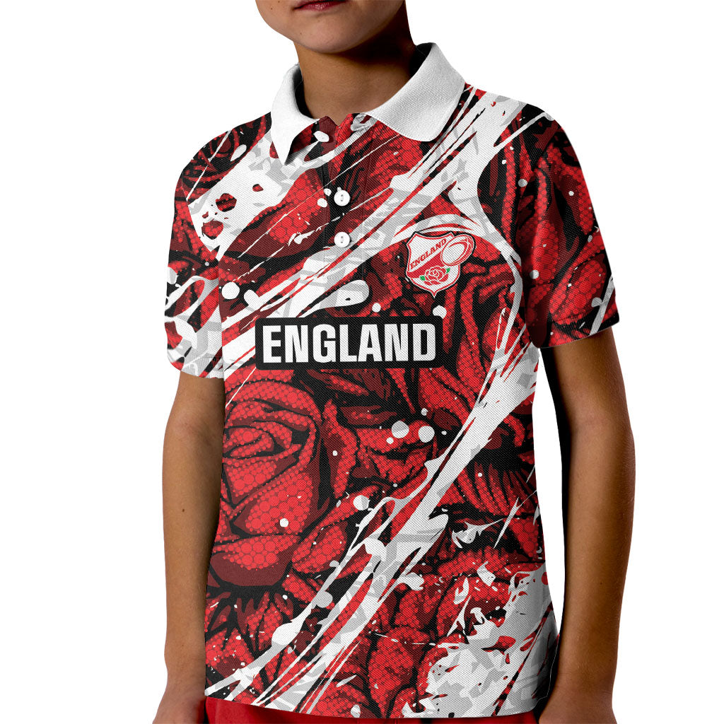2026 Autumn Rugby Nations England Custom Kid Polo Shirt Red Rose Majestic Motif