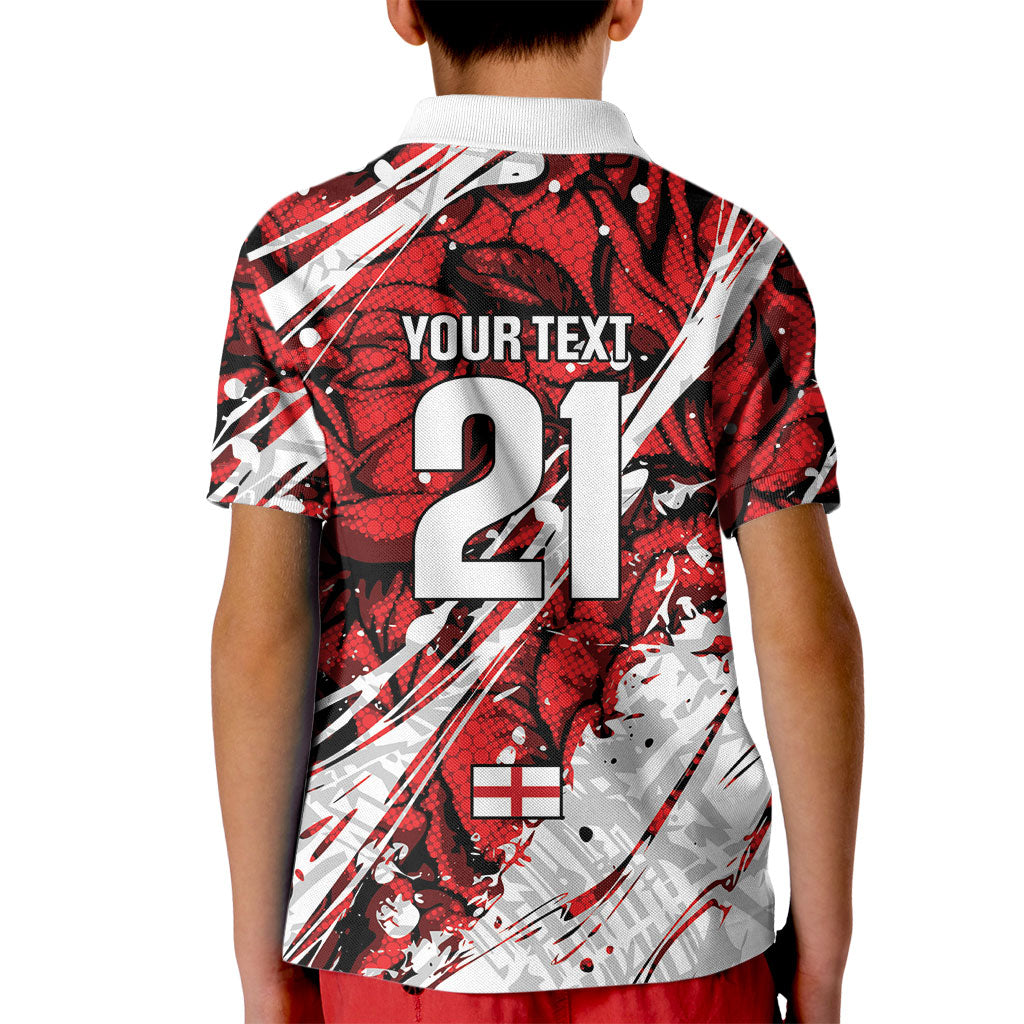 2026 Autumn Rugby Nations England Custom Kid Polo Shirt Red Rose Majestic Motif