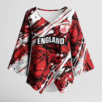 2026 Autumn Rugby Nations England Custom Kimono Sleeve Blouse Red Rose Majestic Motif