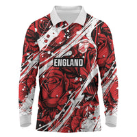 2026 Autumn Rugby Nations England Custom Long Sleeve Polo Shirt Red Rose Majestic Motif