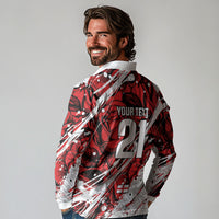 2026 Autumn Rugby Nations England Custom Long Sleeve Polo Shirt Red Rose Majestic Motif