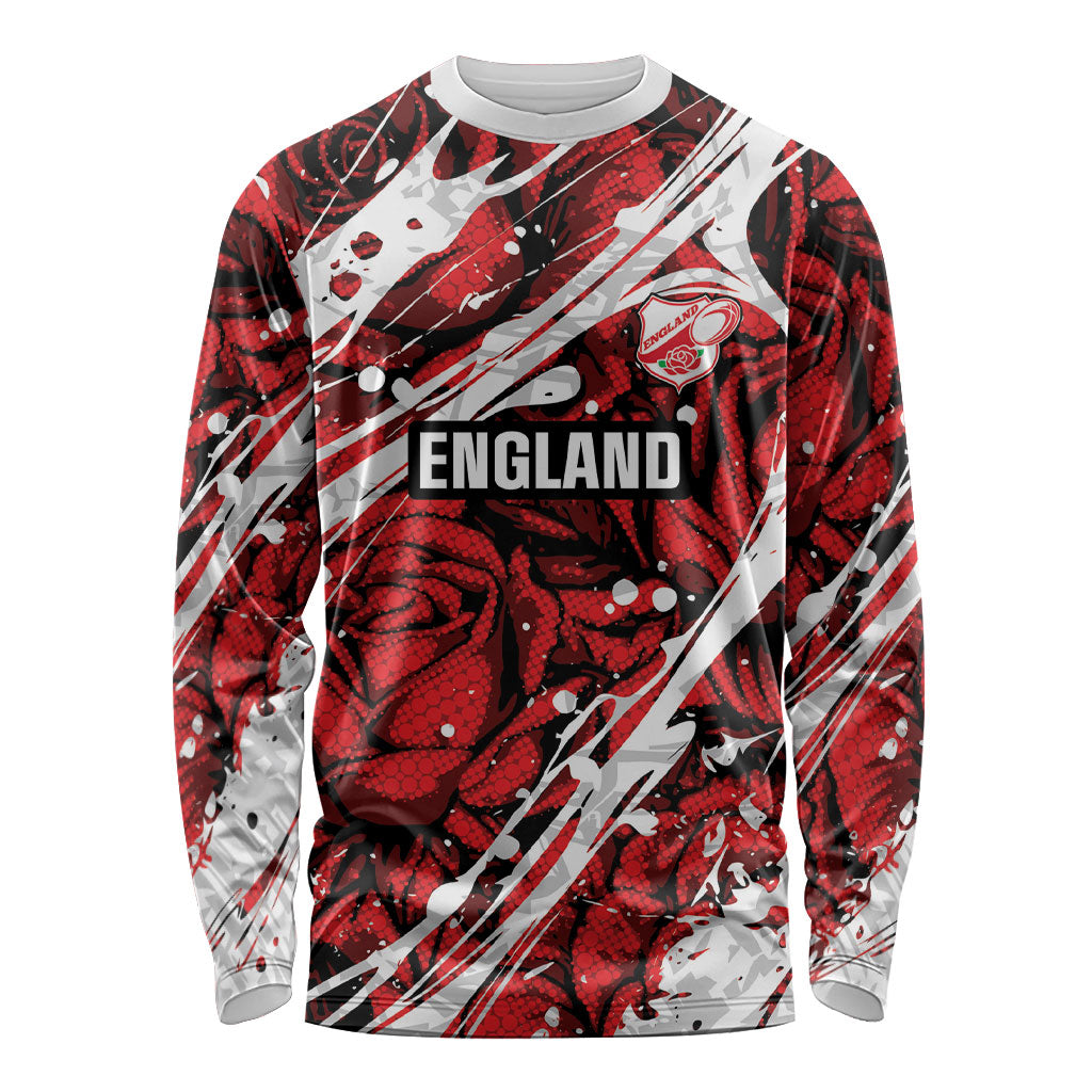 2026 Autumn Rugby Nations England Custom Long Sleeve Shirt Red Rose Majestic Motif