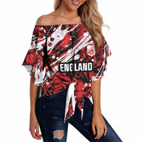 2026 Autumn Rugby Nations England Custom Off Shoulder Wrap Waist Top Red Rose Majestic Motif