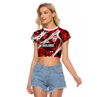 2026 Autumn Rugby Nations England Custom Raglan Cropped T Shirt Red Rose Majestic Motif