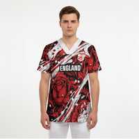 2026 Autumn Rugby Nations England Custom Scrub Top Red Rose Majestic Motif