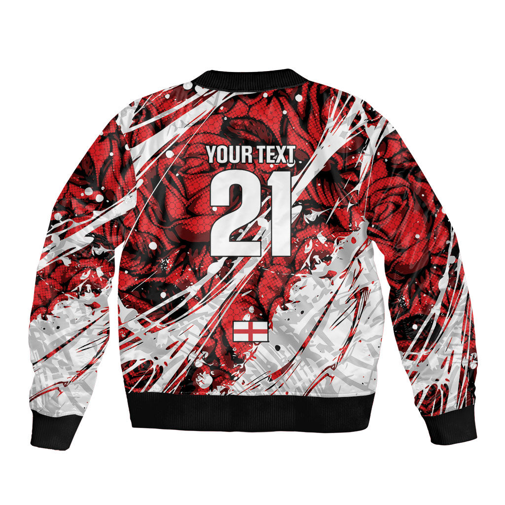 2026 Autumn Rugby Nations England Custom Sleeve Zip Bomber Jacket Red Rose Majestic Motif