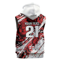 2026 Autumn Rugby Nations England Custom Sleeveless Zip Hoodie Red Rose Majestic Motif