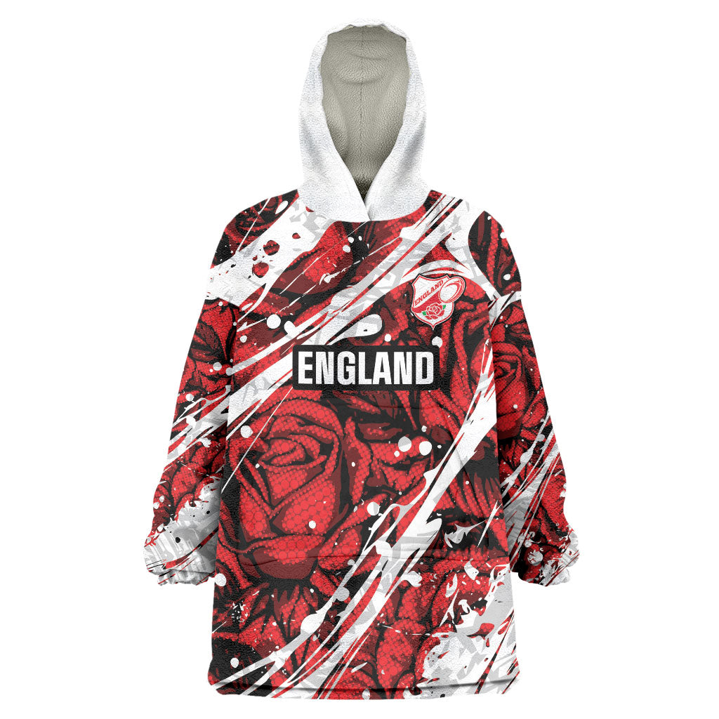 2026 Autumn Rugby Nations England Custom Wearable Blanket Hoodie Red Rose Majestic Motif