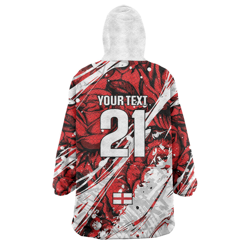 2026 Autumn Rugby Nations England Custom Wearable Blanket Hoodie Red Rose Majestic Motif
