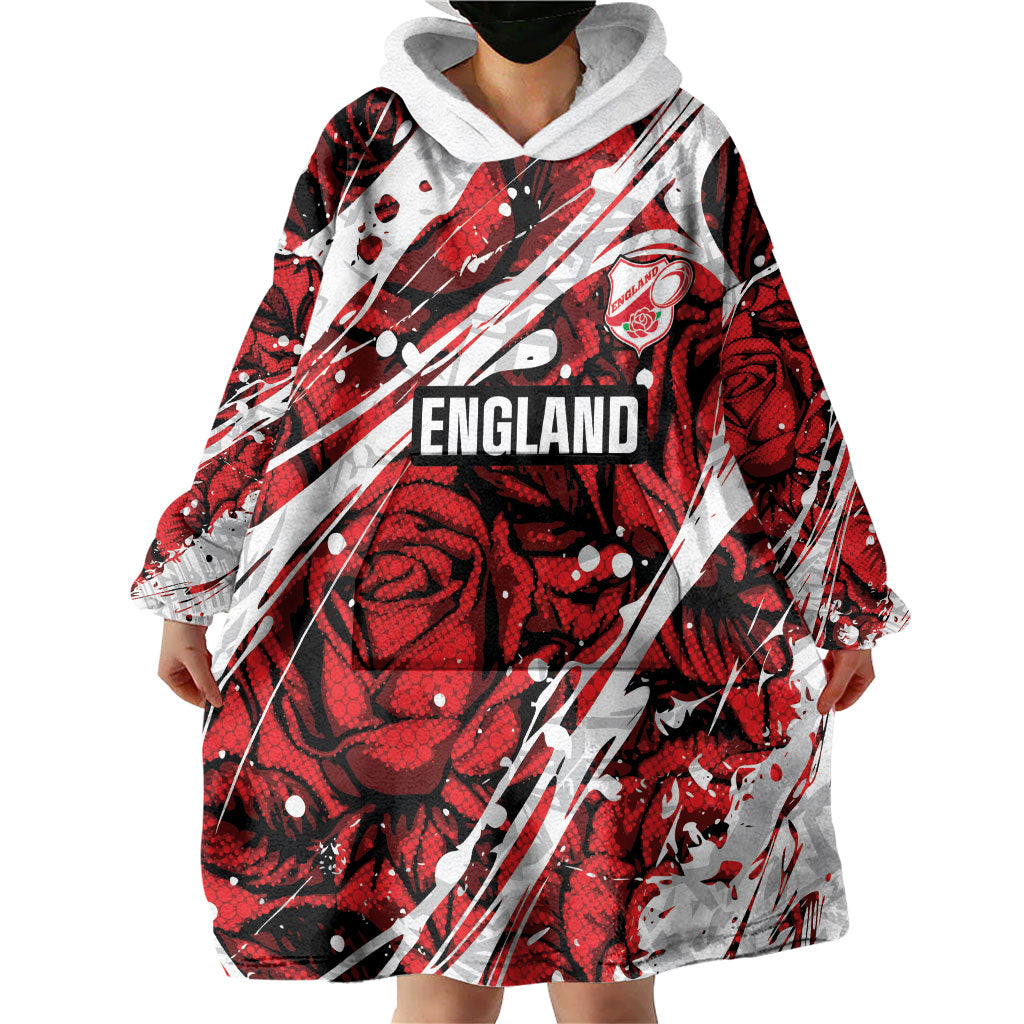 2026 Autumn Rugby Nations England Custom Wearable Blanket Hoodie Red Rose Majestic Motif