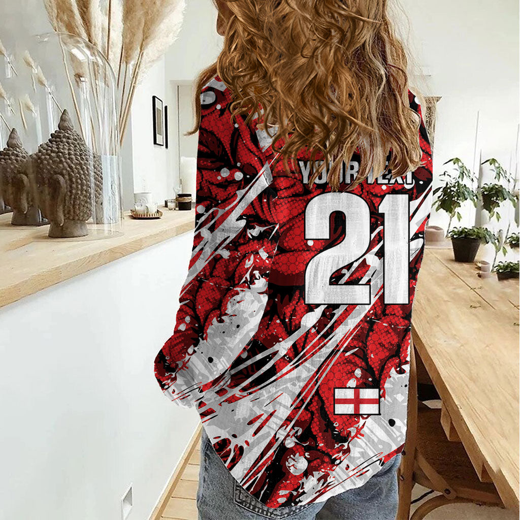 2026 Autumn Rugby Nations England Custom Women Casual Shirt Red Rose Majestic Motif