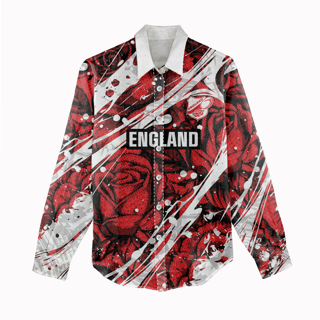 2026 Autumn Rugby Nations England Custom Women Casual Shirt Red Rose Majestic Motif