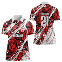 2026 Autumn Rugby Nations England Custom Women Polo Shirt Red Rose Majestic Motif