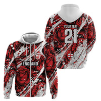 2026 Autumn Rugby Nations England Custom Zip Hoodie Red Rose Majestic Motif