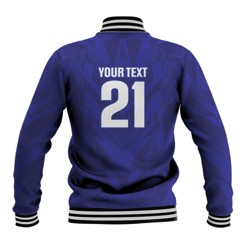2026 Autumn Rugby Nations France Custom Baseball Jacket Red Blue Stripes Grunge Style