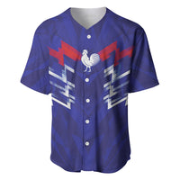 2026 Autumn Rugby Nations France Custom Baseball Jersey Red Blue Stripes Grunge Style