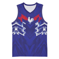 2026 Autumn Rugby Nations France Custom Basketball Jersey Red Blue Stripes Grunge Style