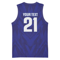 2026 Autumn Rugby Nations France Custom Basketball Jersey Red Blue Stripes Grunge Style