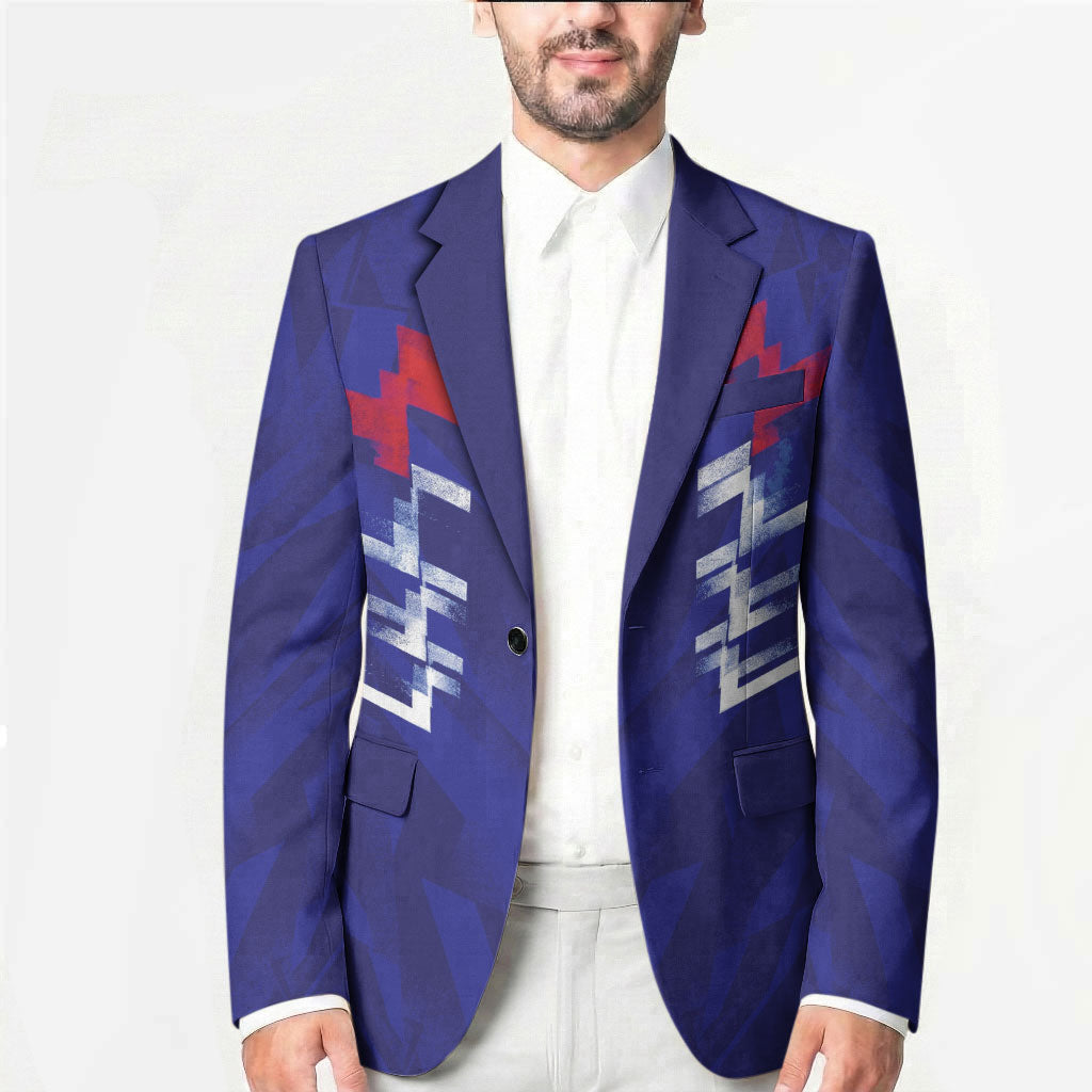 2026 Autumn Rugby Nations France Custom Blazer Red Blue Stripes Grunge Style