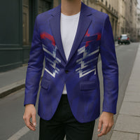 2026 Autumn Rugby Nations France Custom Blazer Red Blue Stripes Grunge Style