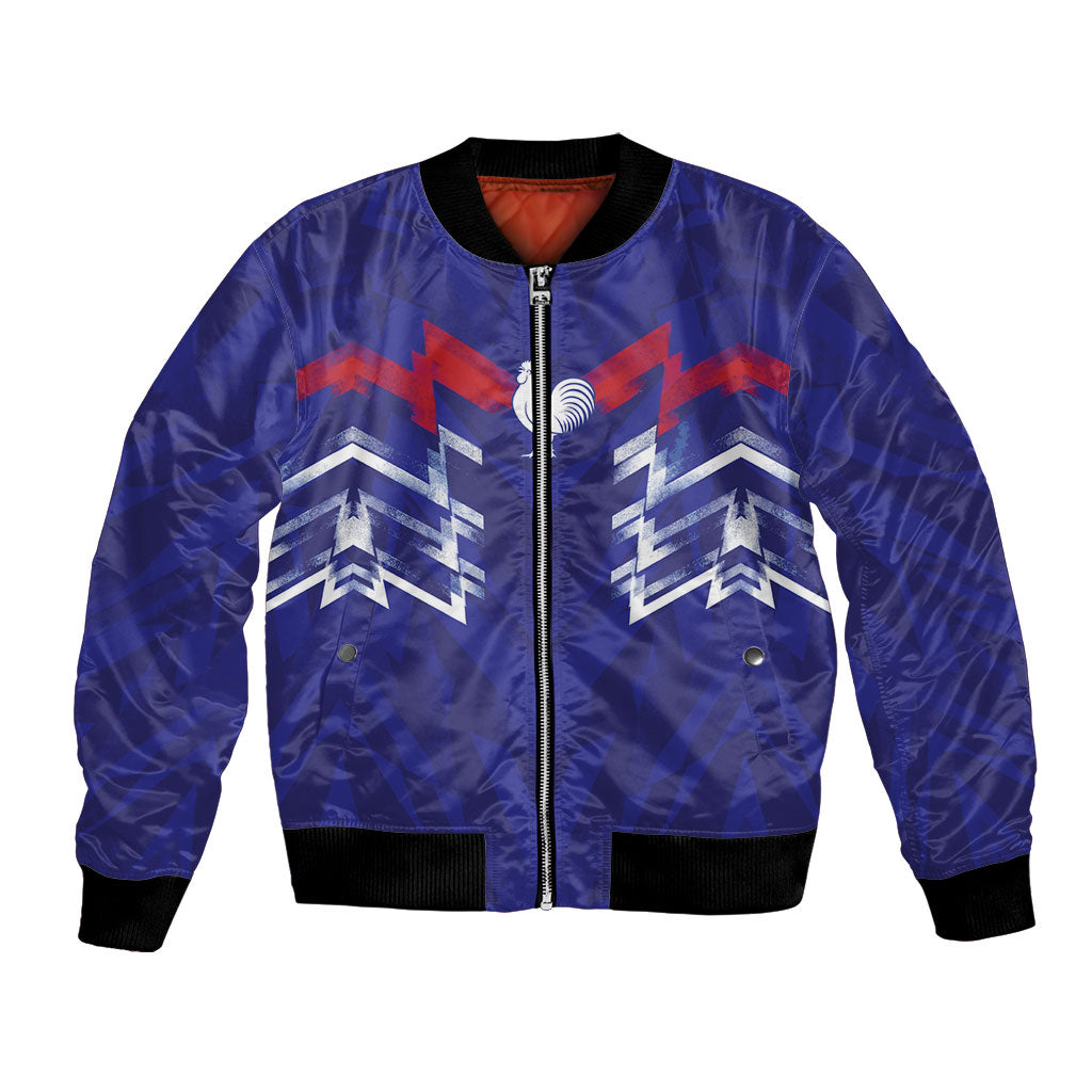 2026 Autumn Rugby Nations France Custom Bomber Jacket Red Blue Stripes Grunge Style