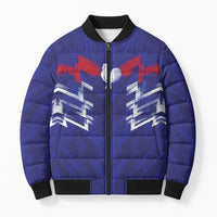 2026 Autumn Rugby Nations France Custom Bomber Puffer Jacket Red Blue Stripes Grunge Style
