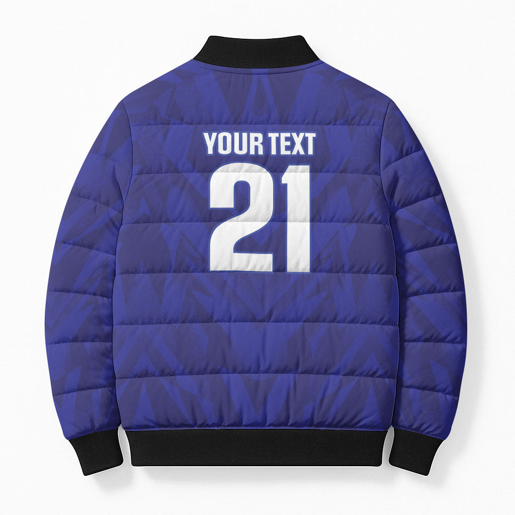 2026 Autumn Rugby Nations France Custom Bomber Puffer Jacket Red Blue Stripes Grunge Style