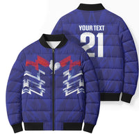 2026 Autumn Rugby Nations France Custom Bomber Puffer Jacket Red Blue Stripes Grunge Style