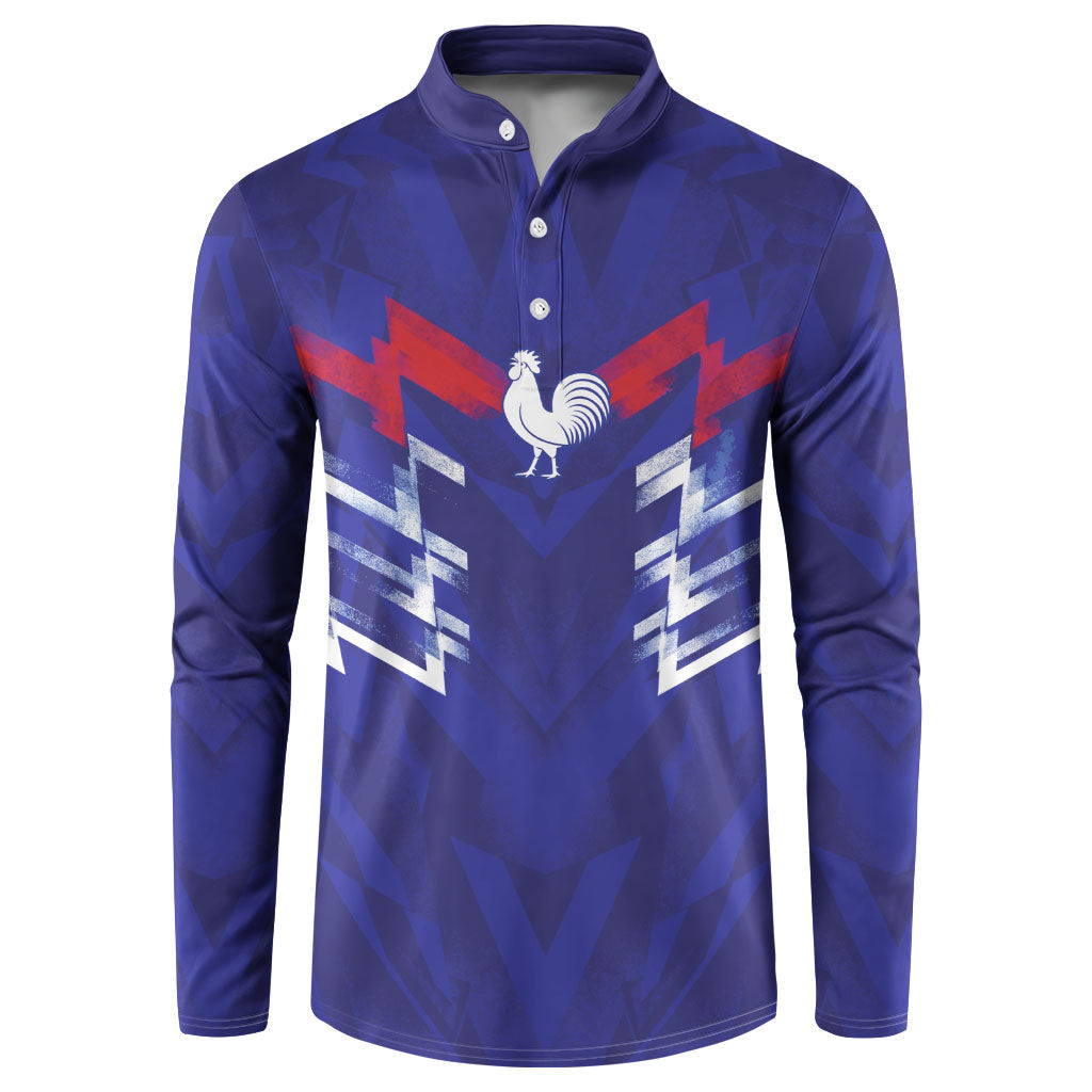 2026 Autumn Rugby Nations France Custom Button Sweatshirt Red Blue Stripes Grunge Style