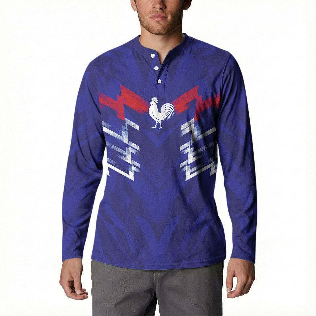 2026 Autumn Rugby Nations France Custom Button Sweatshirt Red Blue Stripes Grunge Style