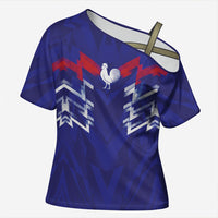 2026 Autumn Rugby Nations France Custom Cross Shoulder Shirt Red Blue Stripes Grunge Style