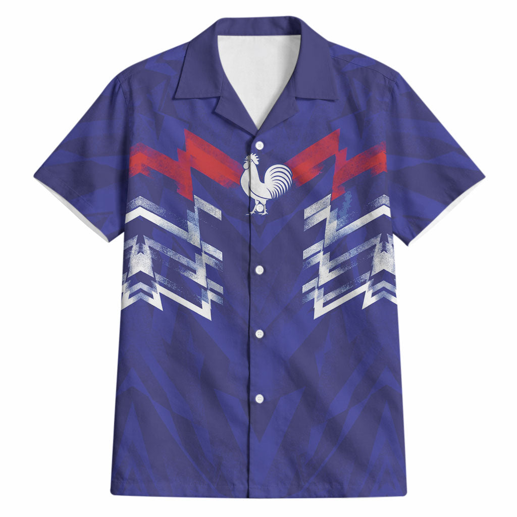2026 Autumn Rugby Nations France Custom Hawaiian Shirt Red Blue Stripes Grunge Style