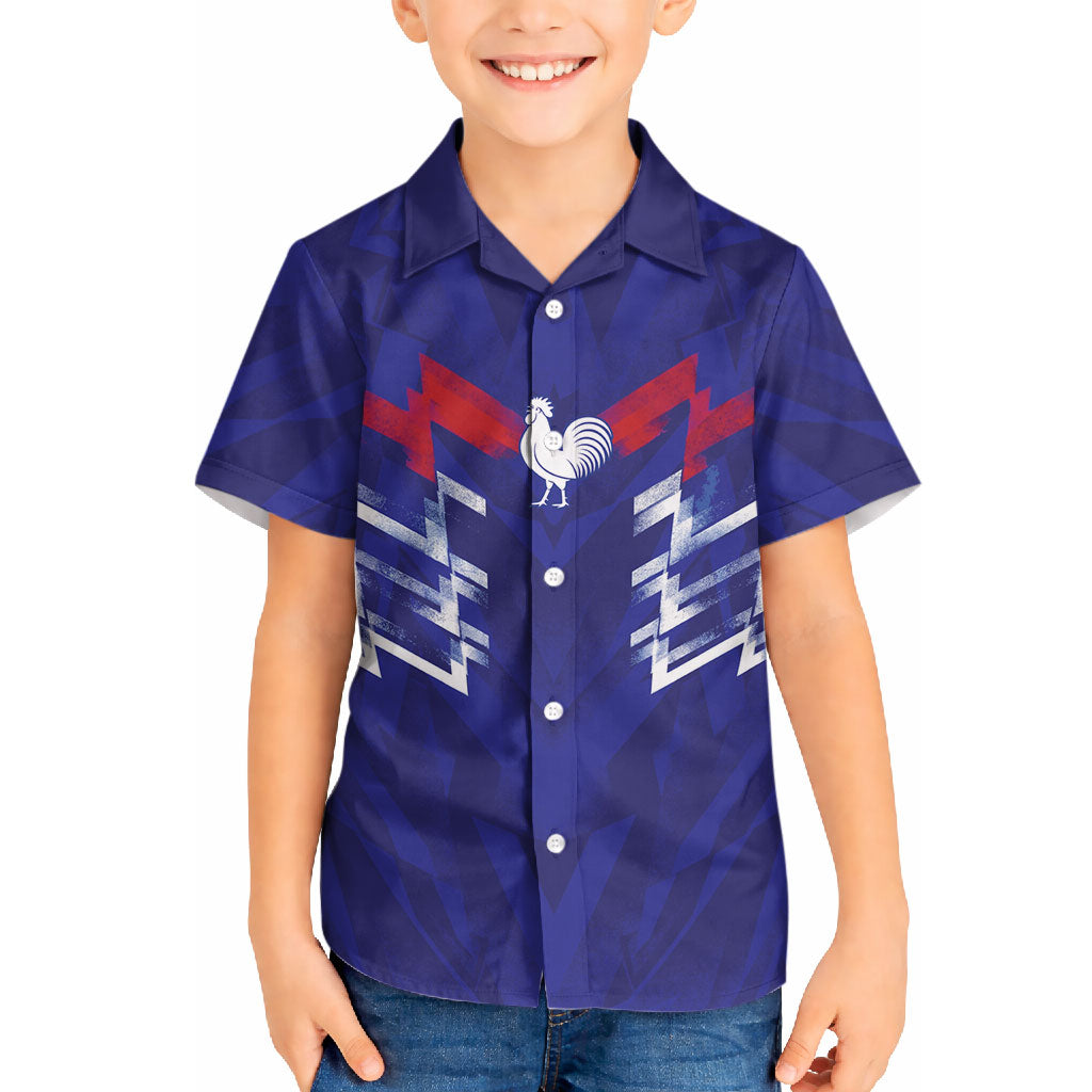 2026 Autumn Rugby Nations France Custom Hawaiian Shirt Red Blue Stripes Grunge Style