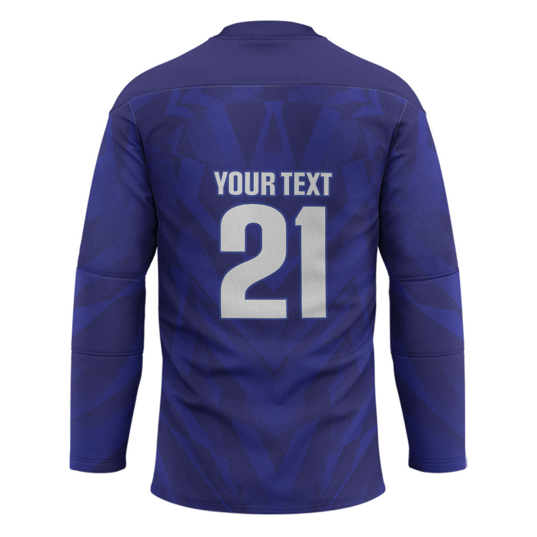 2026 Autumn Rugby Nations France Custom Hockey Jersey Red Blue Stripes Grunge Style