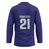 2026 Autumn Rugby Nations France Custom Hockey Jersey Red Blue Stripes Grunge Style