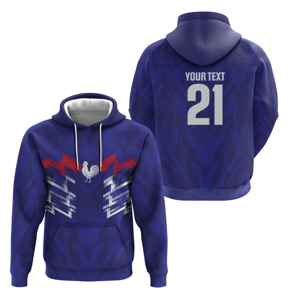 2026 Autumn Rugby Nations France Custom Hoodie Red Blue Stripes Grunge Style