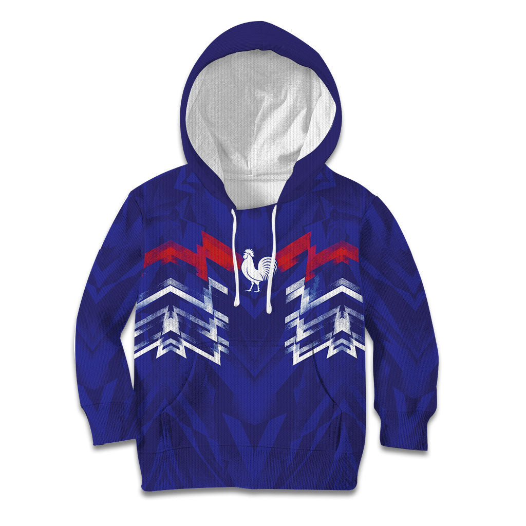 2026 Autumn Rugby Nations France Custom Kid Hoodie Red Blue Stripes Grunge Style