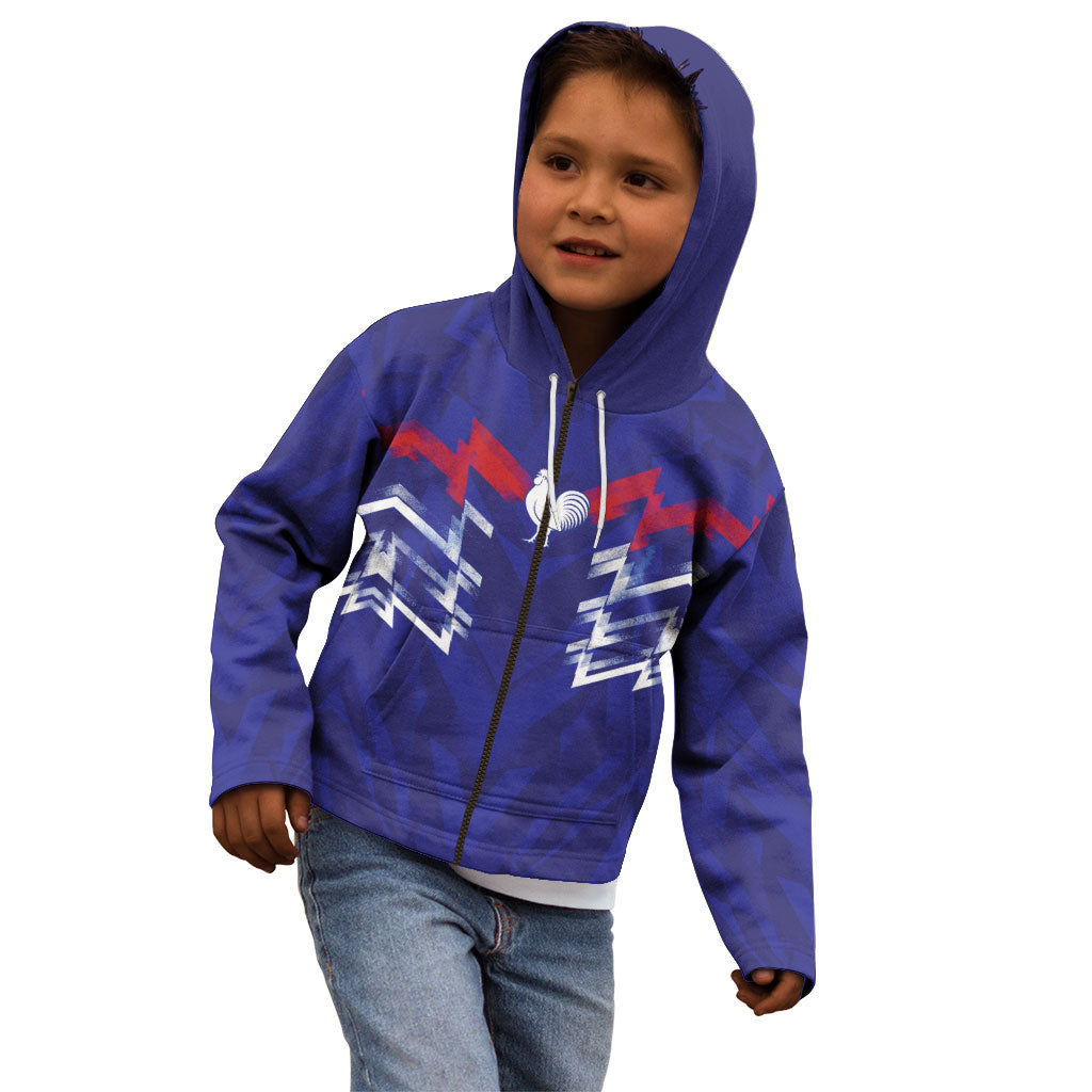 2026 Autumn Rugby Nations France Custom Kid Hoodie Red Blue Stripes Grunge Style