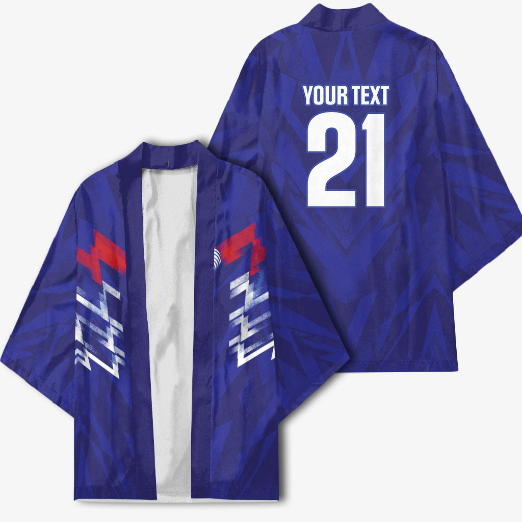 2026 Autumn Rugby Nations France Custom Kimono Red Blue Stripes Grunge Style