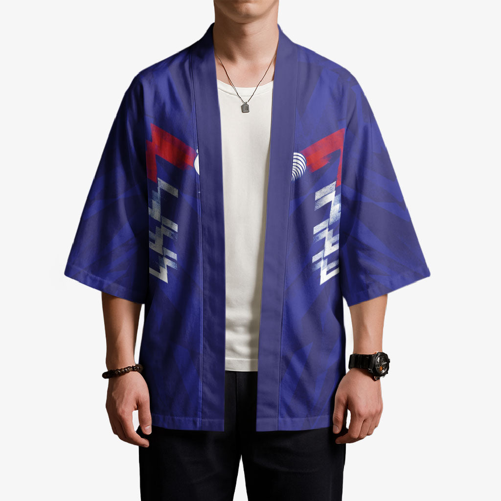 2026 Autumn Rugby Nations France Custom Kimono Red Blue Stripes Grunge Style