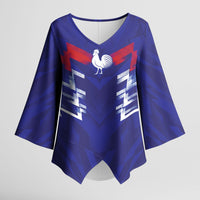 2026 Autumn Rugby Nations France Custom Kimono Sleeve Blouse Red Blue Stripes Grunge Style