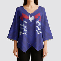 2026 Autumn Rugby Nations France Custom Kimono Sleeve Blouse Red Blue Stripes Grunge Style