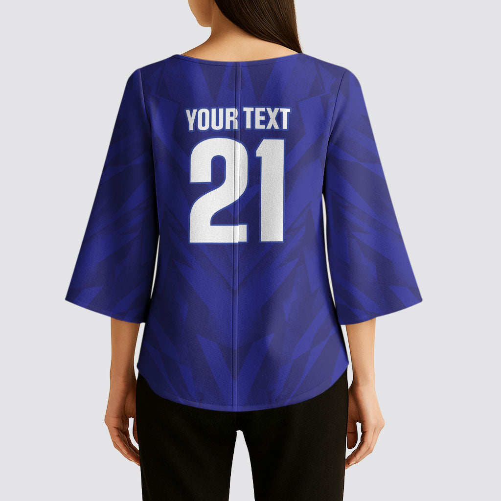 2026 Autumn Rugby Nations France Custom Kimono Sleeve Blouse Red Blue Stripes Grunge Style