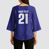 2026 Autumn Rugby Nations France Custom Kimono Sleeve Blouse Red Blue Stripes Grunge Style