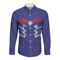 2026 Autumn Rugby Nations France Custom Long Sleeve Button Shirt Red Blue Stripes Grunge Style
