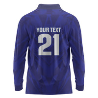2026 Autumn Rugby Nations France Custom Long Sleeve Polo Shirt Red Blue Stripes Grunge Style