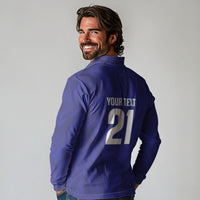 2026 Autumn Rugby Nations France Custom Long Sleeve Polo Shirt Red Blue Stripes Grunge Style
