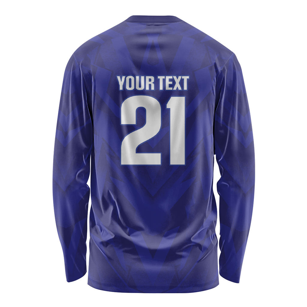 2026 Autumn Rugby Nations France Custom Long Sleeve Shirt Red Blue Stripes Grunge Style