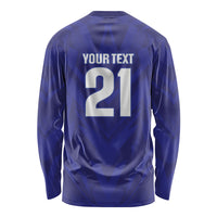 2026 Autumn Rugby Nations France Custom Long Sleeve Shirt Red Blue Stripes Grunge Style