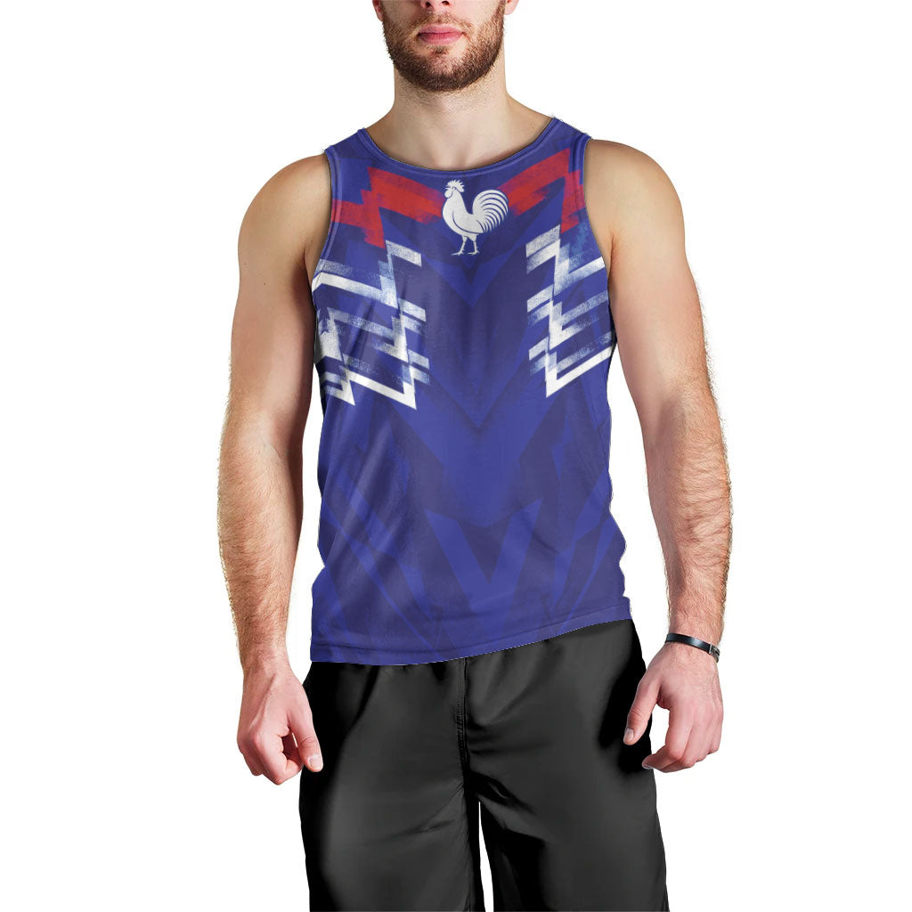 2026 Autumn Rugby Nations France Custom Men Tank Top Red Blue Stripes Grunge Style